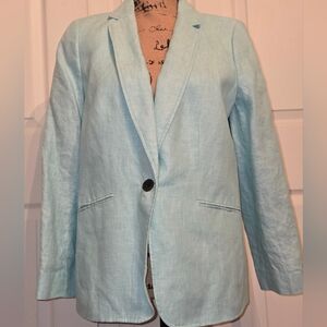 Talbots Soft Aqua Linen Blazer